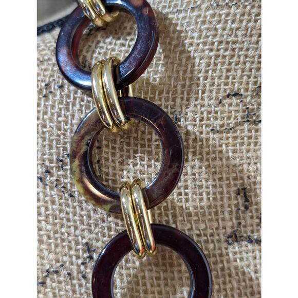 ASOS Pumpkin Faux Croc Tortoise Ring Chain Link Strap Shoulder Bag - Picture 4 of 8